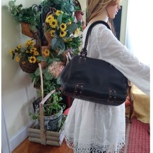 Cole Haan Leather Satchel bag Very Dark Brown - Vintage - CUTE BAG!